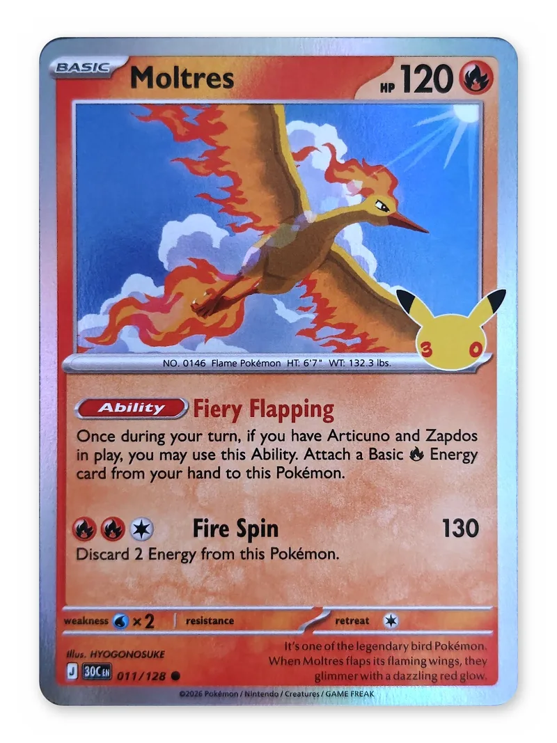 Moltres · 30th Celebration · 011 · Holo · Near Mint