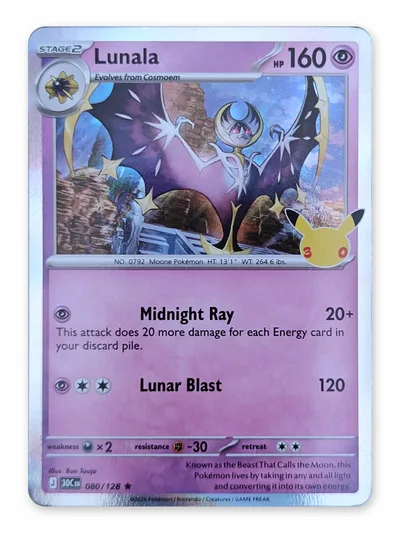 Lunala · 30th Celebration · 080 · Holo · Near Mint