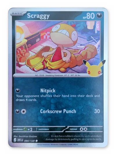 Scraggy · 30th Celebration · 094 · Holo · Near Mint