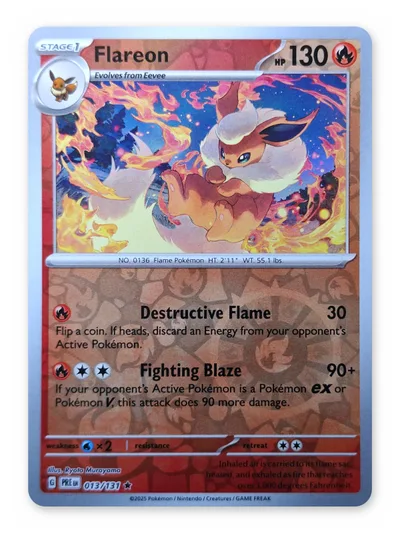 Flareon · Prismatic Evolutions · 13 · Reverse Holo · Near Mint