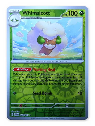 Whimsicott · Prismatic Evolutions · 8 · Reverse Holo · Near Mint