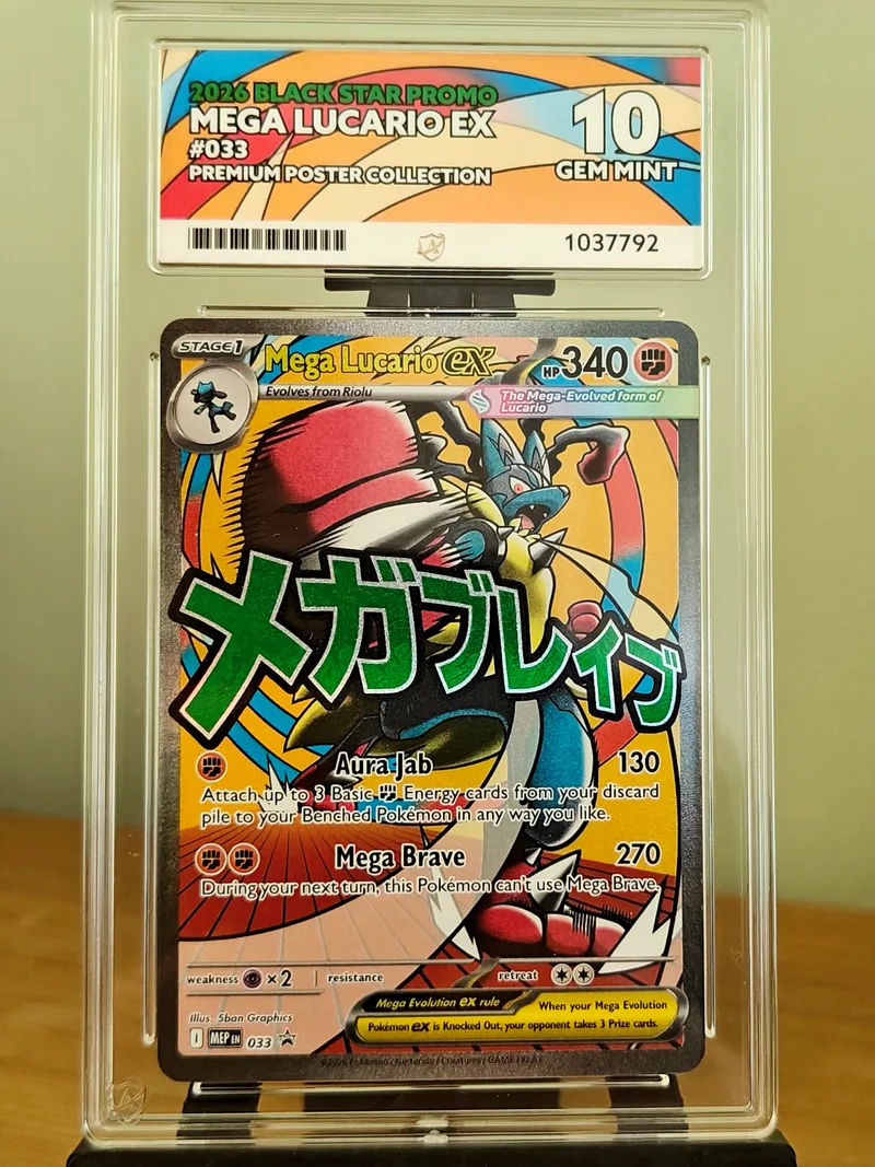 Mega Lucario ex · MEP Black Star Promos · 033 · Holo · ACE 10 graded slab