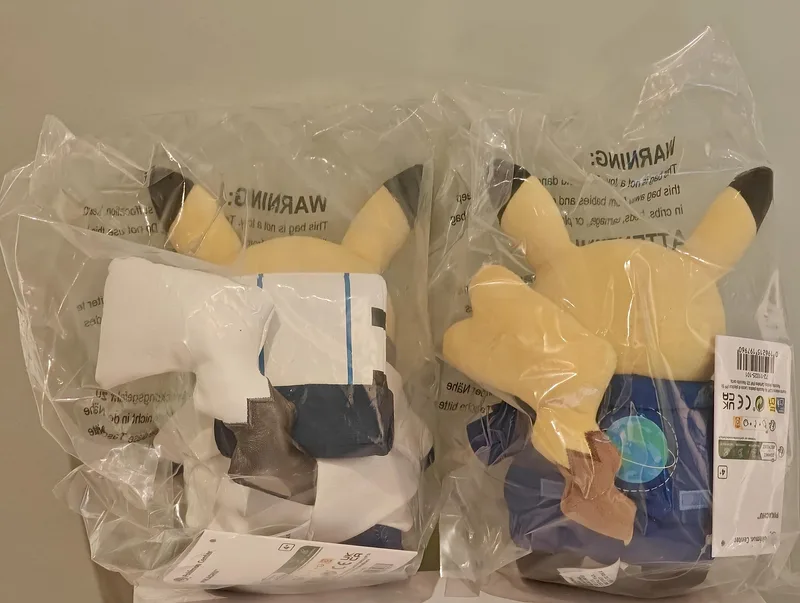 Pokemon Center x ESA Astronaut Pikachu Plush Pair Female & Male Science Museum (back)
